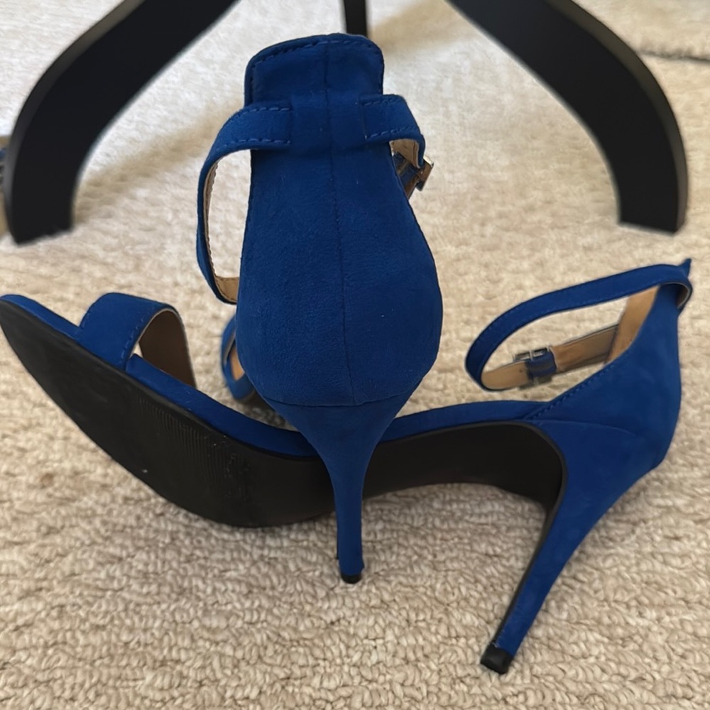 Material Girl Royal Blue Suede Heels - Picture 6 of 7